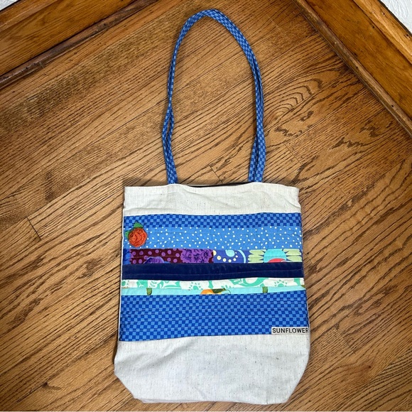 Boho Quilted And Stitched Canvas Art Deco Tote Bag - Picture 11 of 14